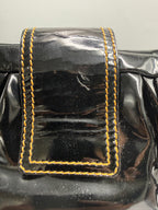 Fendi Vintage Black Patent Leather Chef Bag with Chain Detail