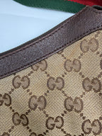Gucci Vintage Half-Moon Shoulder Bag in GG Canvas with Web Strap