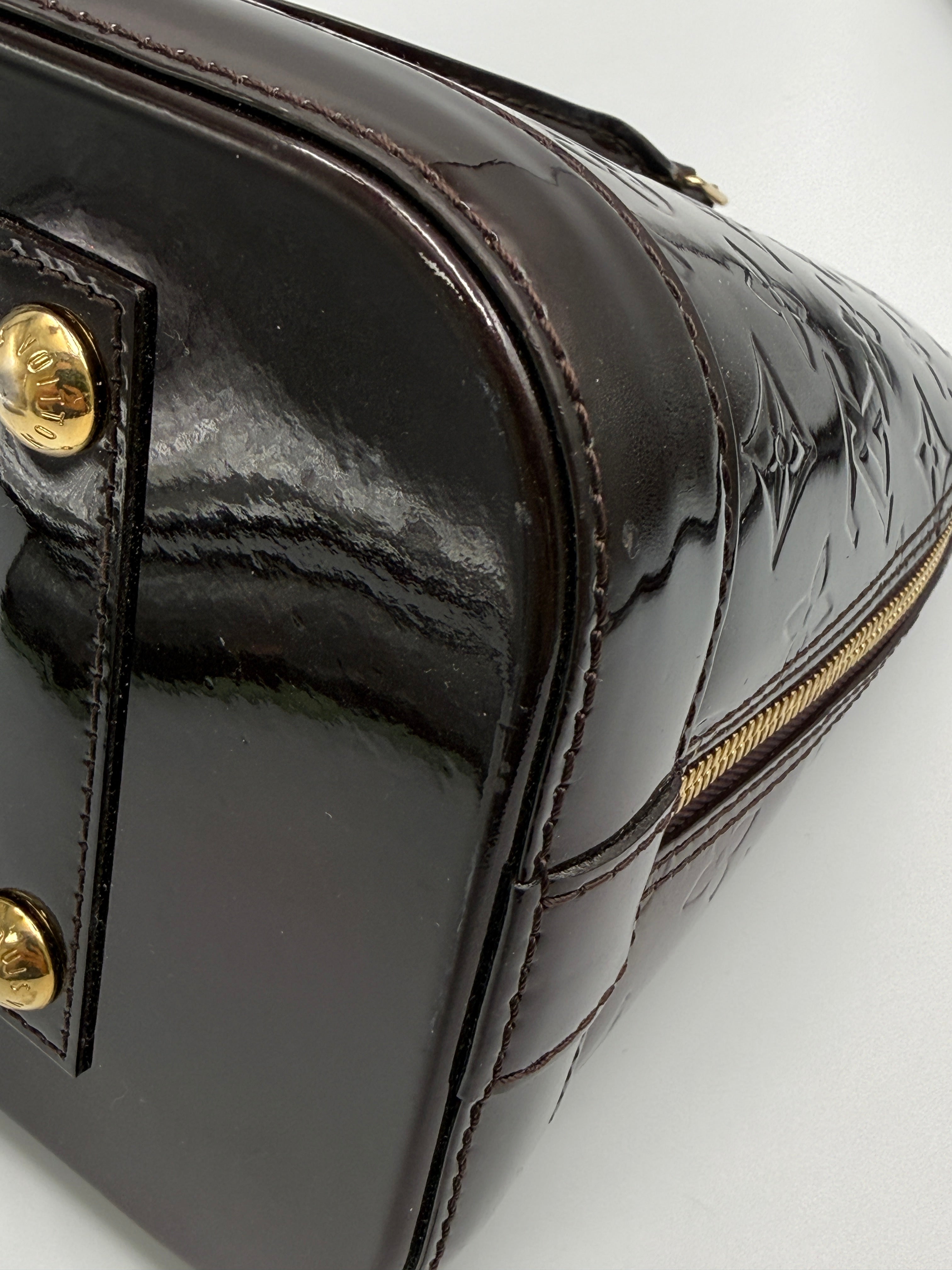 Louis Vuitton Monogram Vernis Alma PM In Burgundy