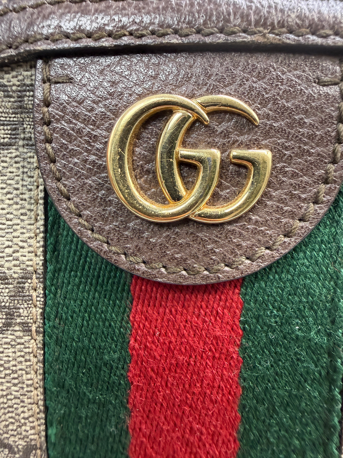 Gucci Ophidia GG Small Shoulder Bag in GG Supreme Canvas with Web Stripe