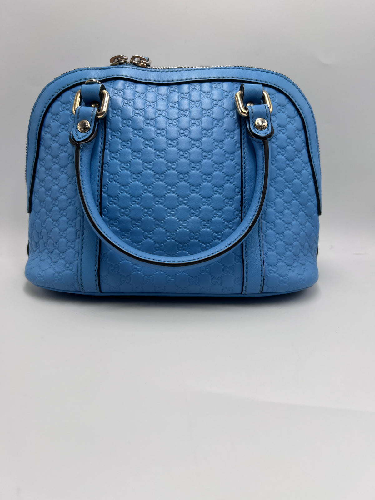 Gucci Micro Guccissima Small Dome Bag in Bright Blue Calfskin Leather