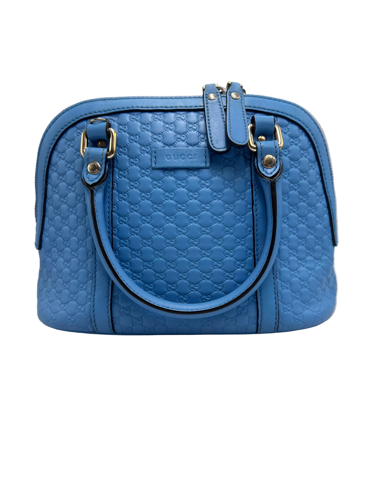 Gucci Micro Guccissima Small Dome Bag in Bright Blue Calfskin Leather