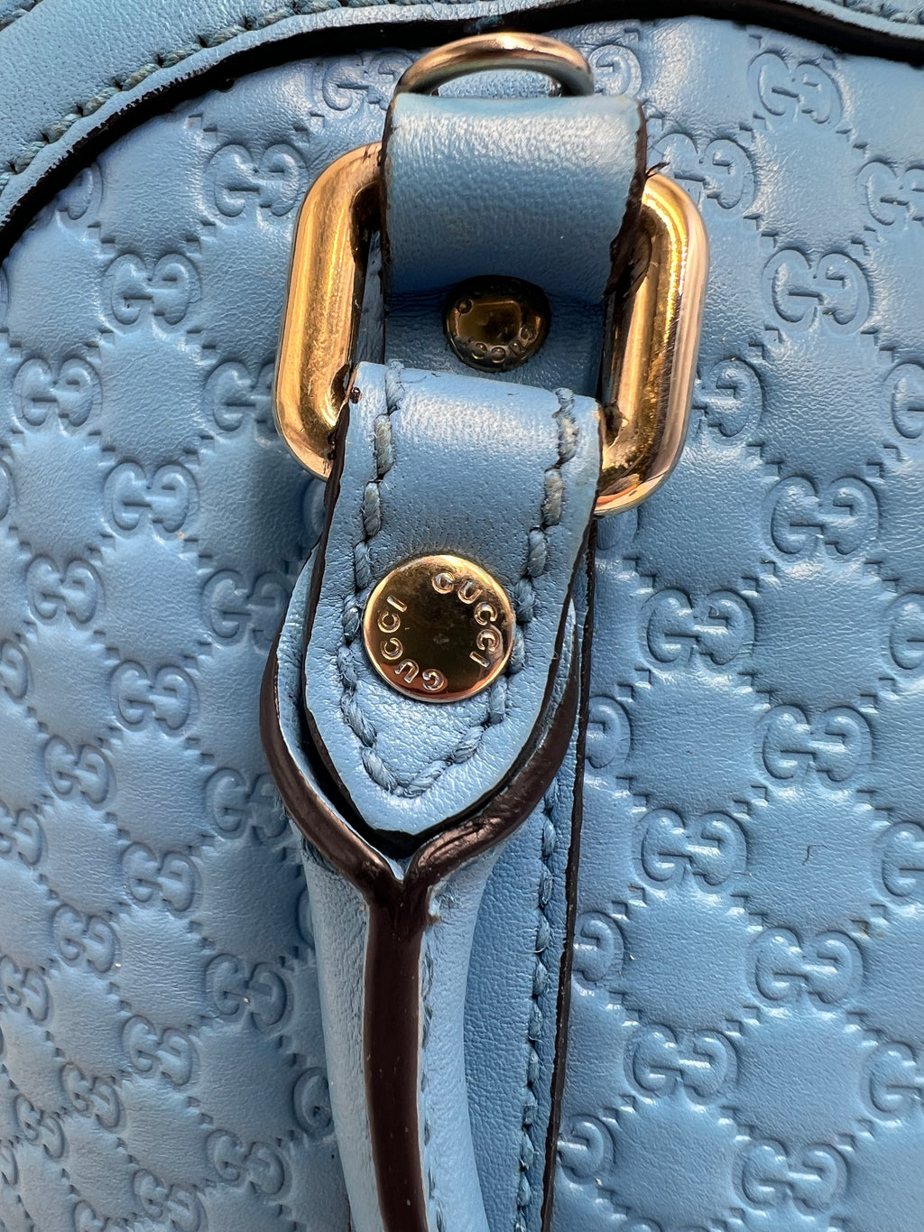 Gucci Micro Guccissima Small Dome Bag in Bright Blue Calfskin Leather