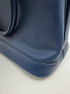Prada Saffiano Lux Medium Promenade Dome Satchel (Baltico / Dark Navy)