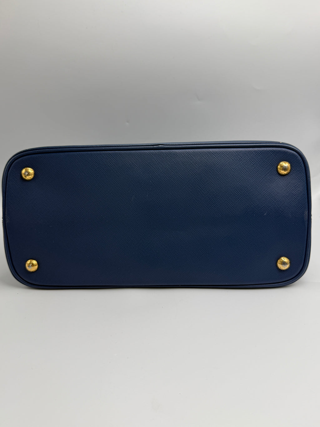 Prada Saffiano Lux Medium Promenade Dome Satchel (Baltico / Dark Navy)