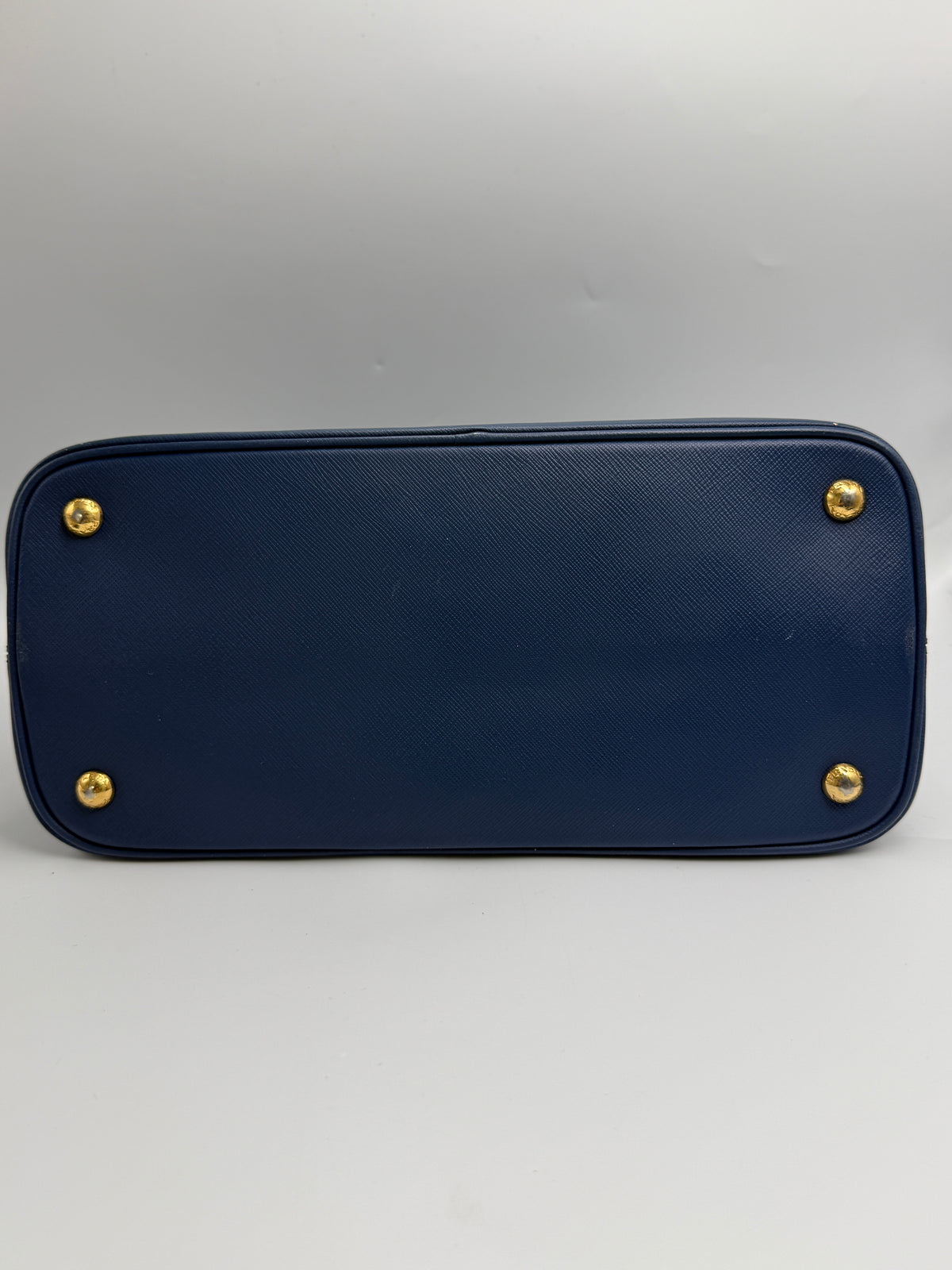 Prada Saffiano Lux Medium Promenade Dome Satchel (Baltico / Dark Navy)