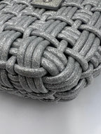 Balenciaga Silver Woven Glitter Basket Bag