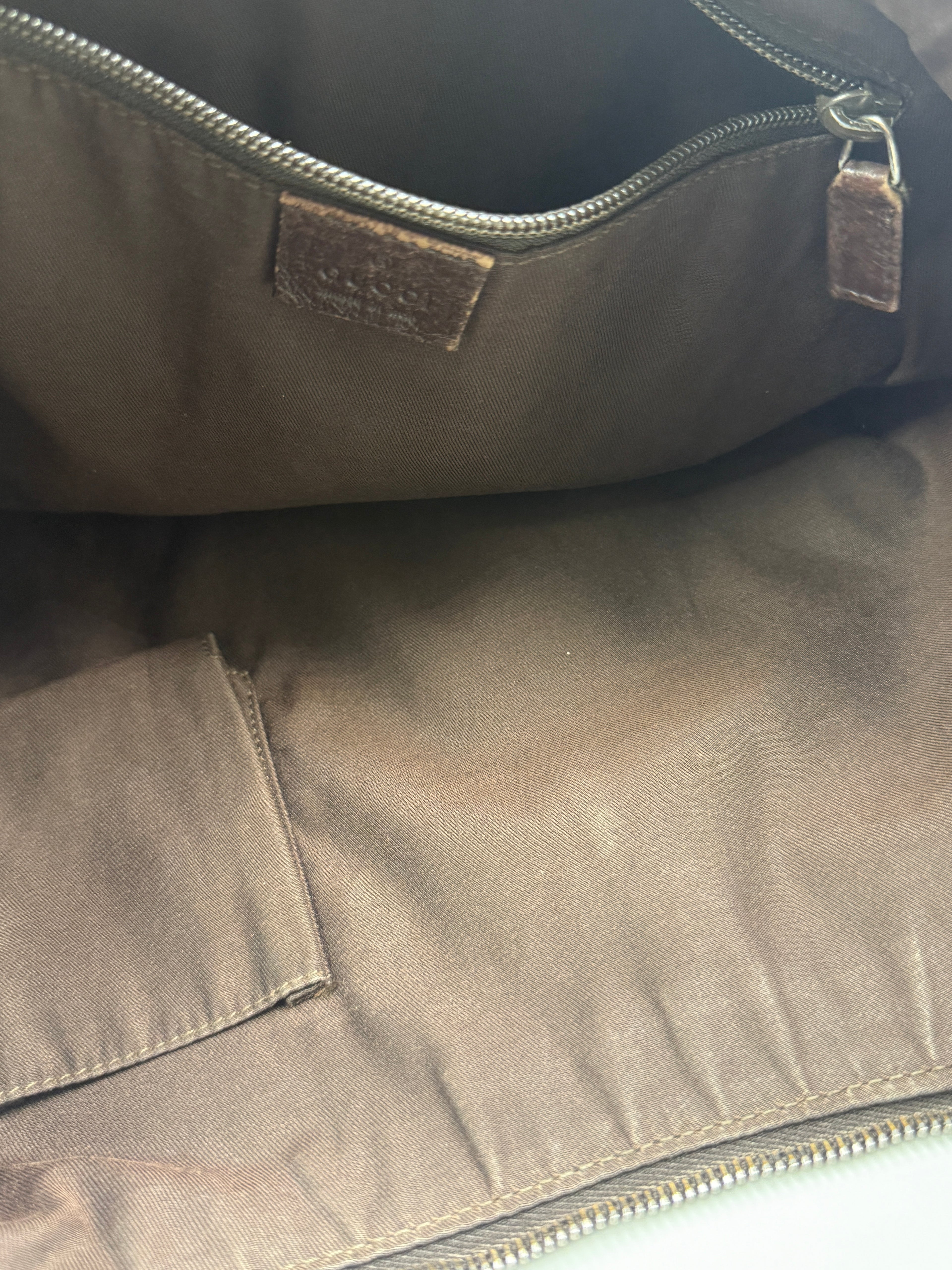 Gucci Vintage Half-Moon Shoulder Bag in GG Canvas with Web Strap
