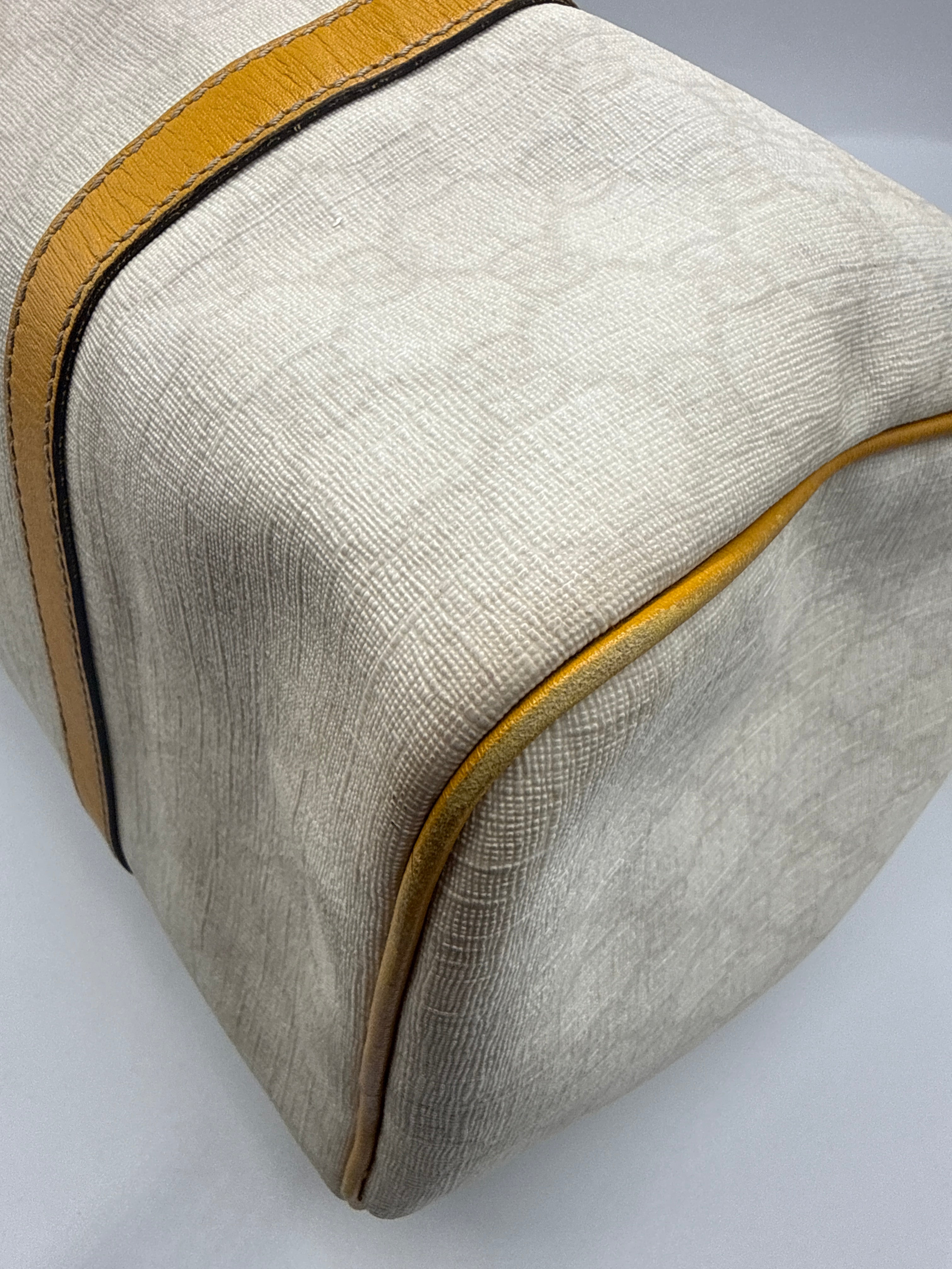 Gucci Joy Boston GG Plus Canvas Satchel with Yellow Leather Trim