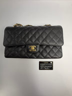 Chanel Small Classic Double Flap Bag Black Caviar Leather Gold Hardware