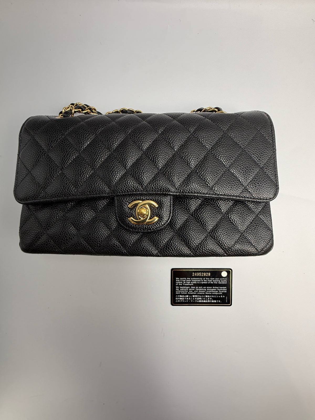 Chanel Small Classic Double Flap Bag Black Caviar Leather Gold Hardware