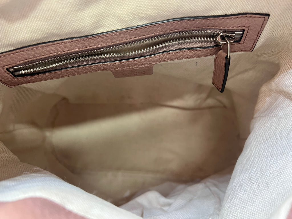 Gucci Soho Leather Drawstring Bucket Backpack Pink