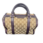 Gucci GG Monogram Canvas Boston Bag with Purple Leather Trim