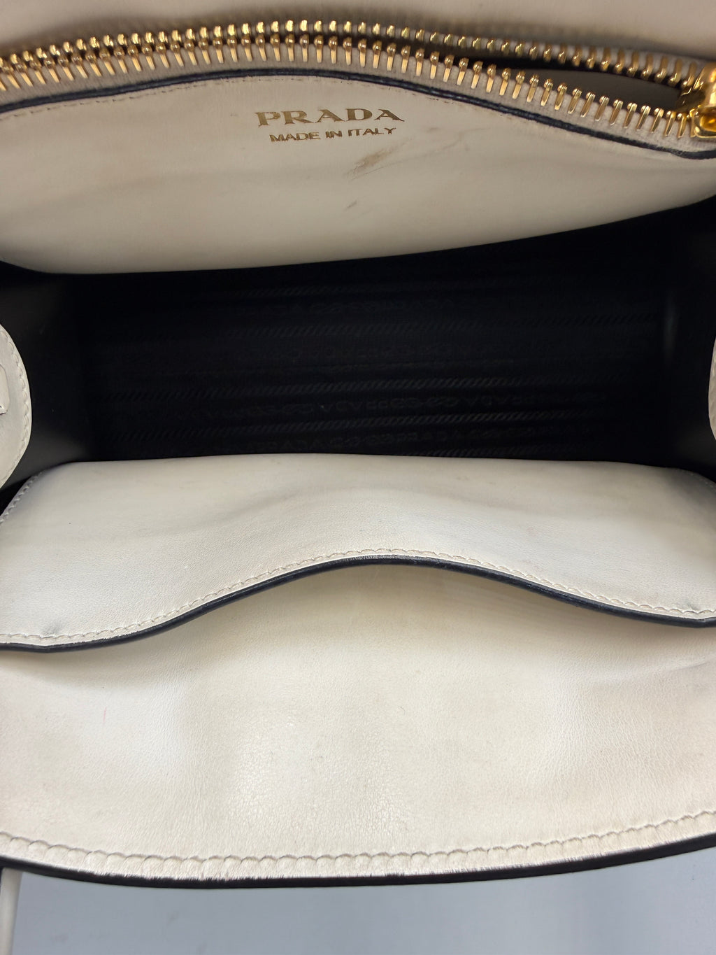 Prada Saffiano Cuir Small Double Bag (Monochrome) in Off-White / Chalk (Talco)