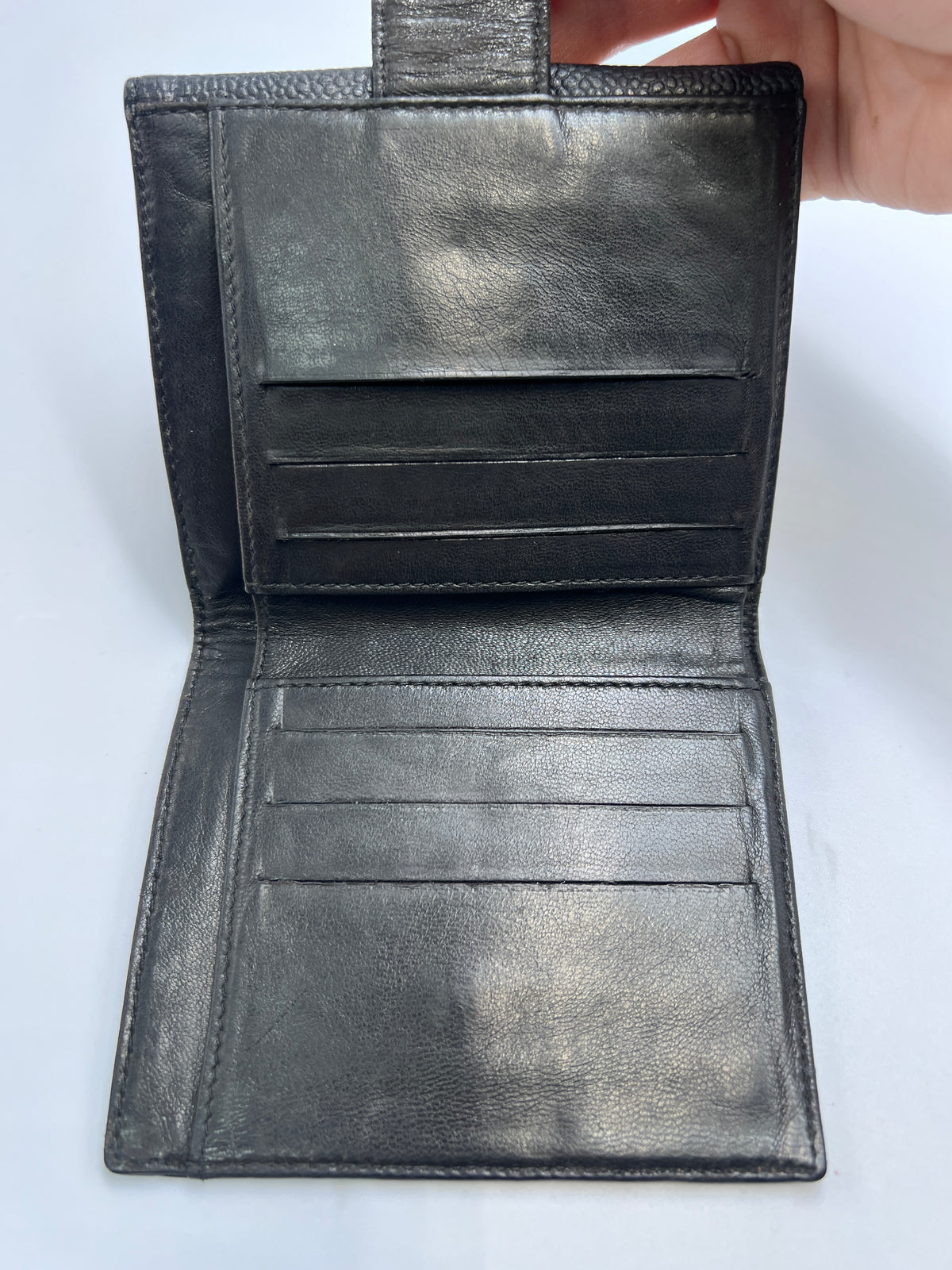 Chanel Vintage Timeless CC French Purse Wallet in Black Caviar Leather