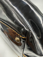 Fendi Vintage Black Patent Leather Chef Bag with Chain Detail