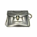 preloved authentic Silver metallic handbag with snake design Bvlgari bag in great condition preowned designer shoulder bag 
