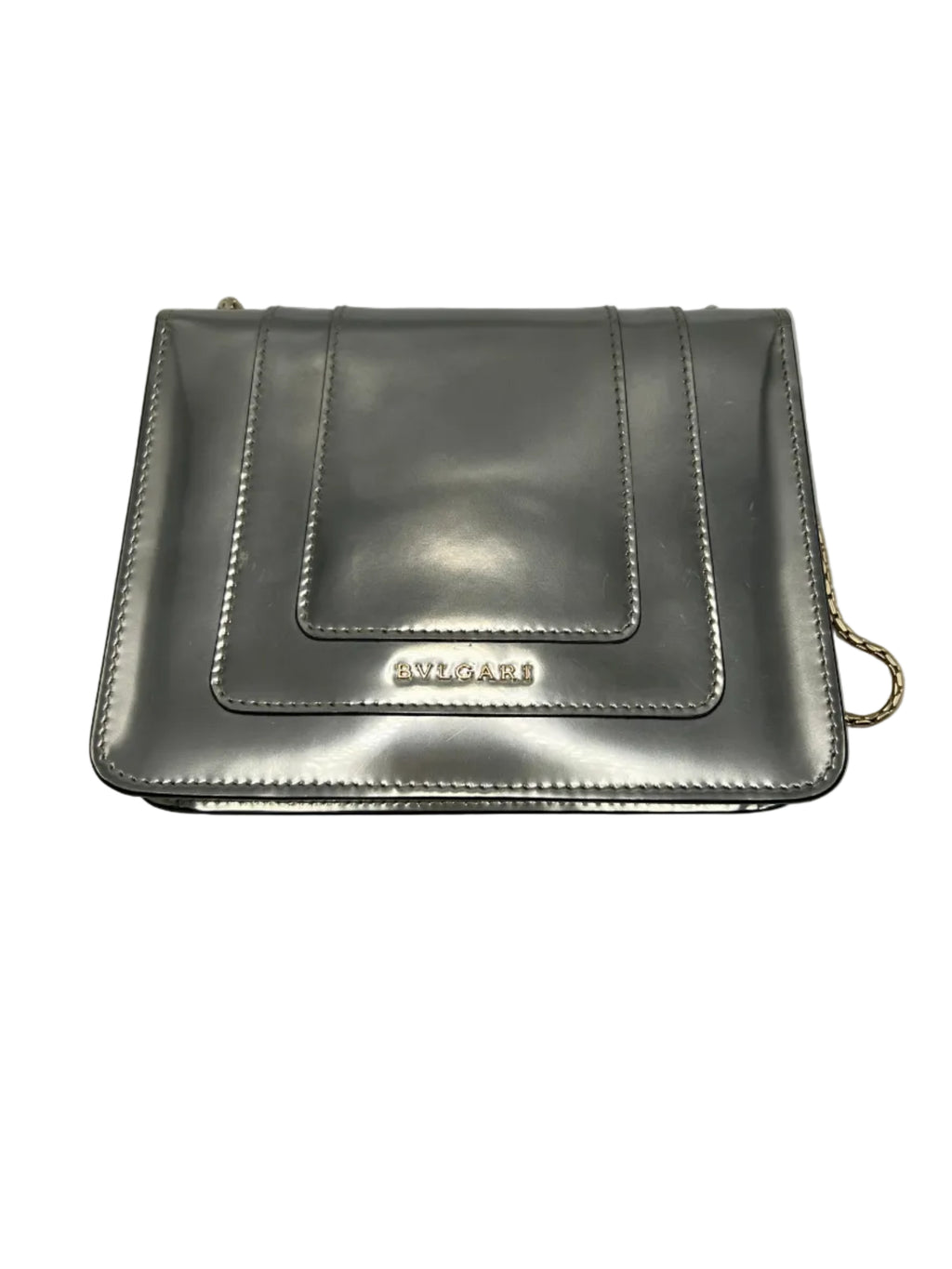 preloved bvlgari serpenti head shoulder bag in silver metallic color in very good condition futuristic 