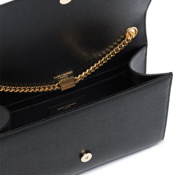 Saint Laurent Medium Kate Shoulder Bag Grain de Poudre Leather – Black & Gold