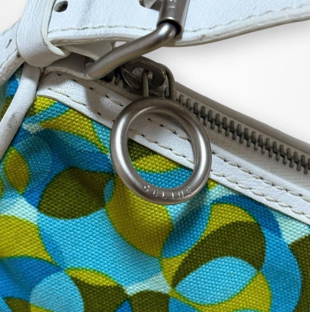 Celine Polka Dot Canvas Shoulder Bag