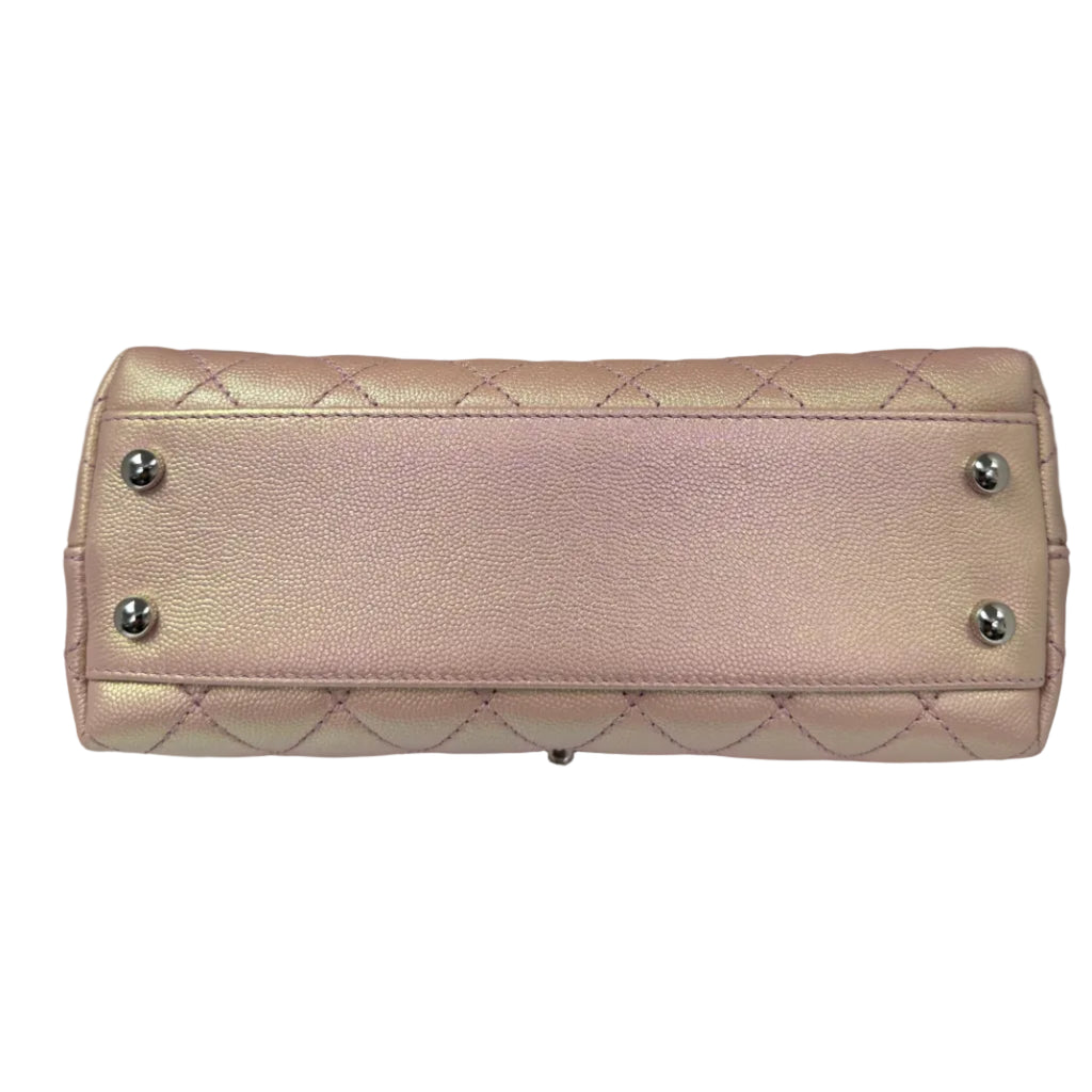 Chanel Coco Handle Mini in Iridescent Metallic Pink Caviar Leather