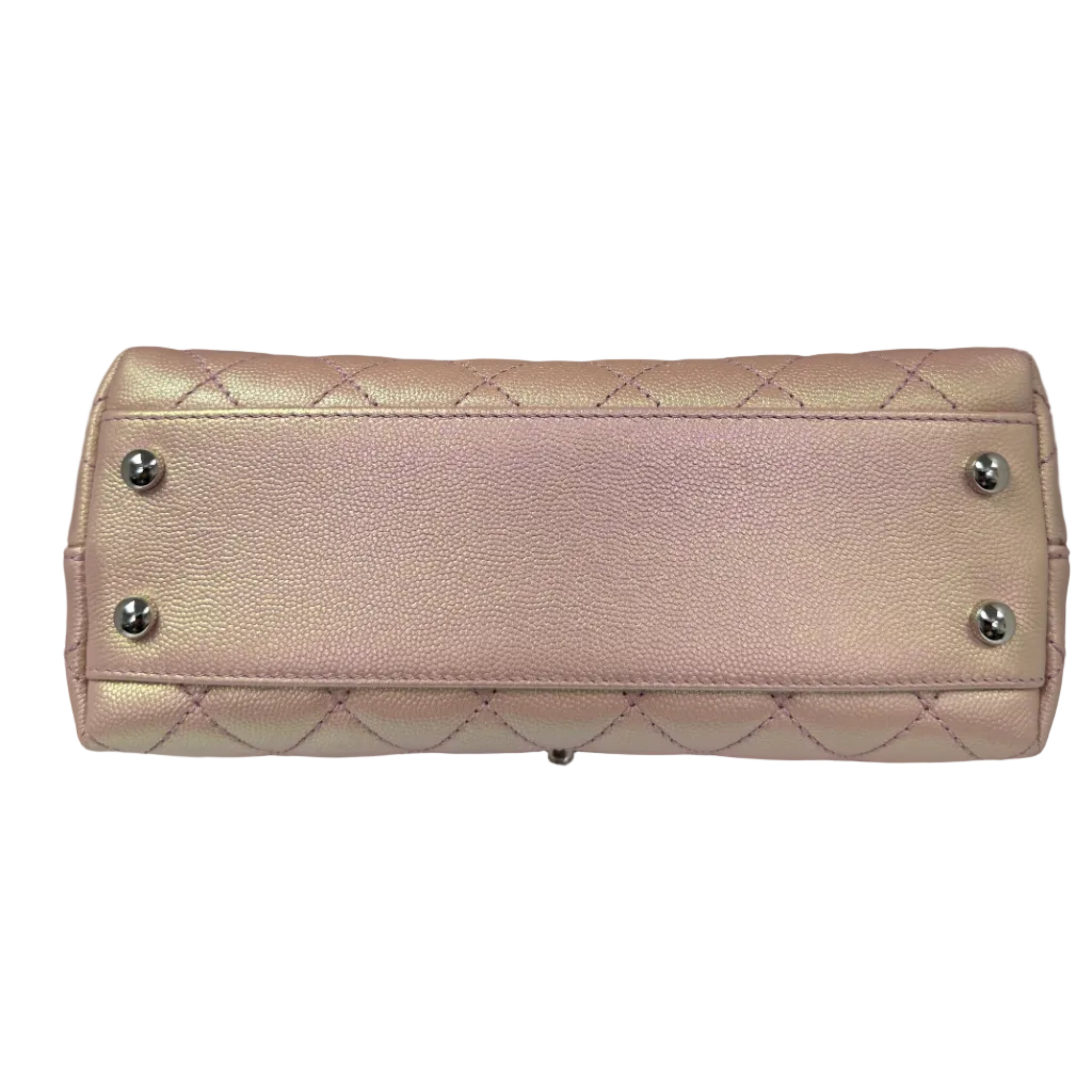Chanel Coco Handle Mini in Iridescent Metallic Pink Caviar Leather