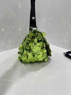 Prada Sequin Triangle Shoulder Bag in Emerald Green with Chain Strap