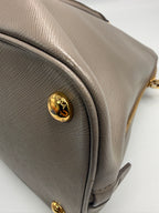 Prada Saffiano Lux Executive Tote in Argilla (Taupe / Grey)