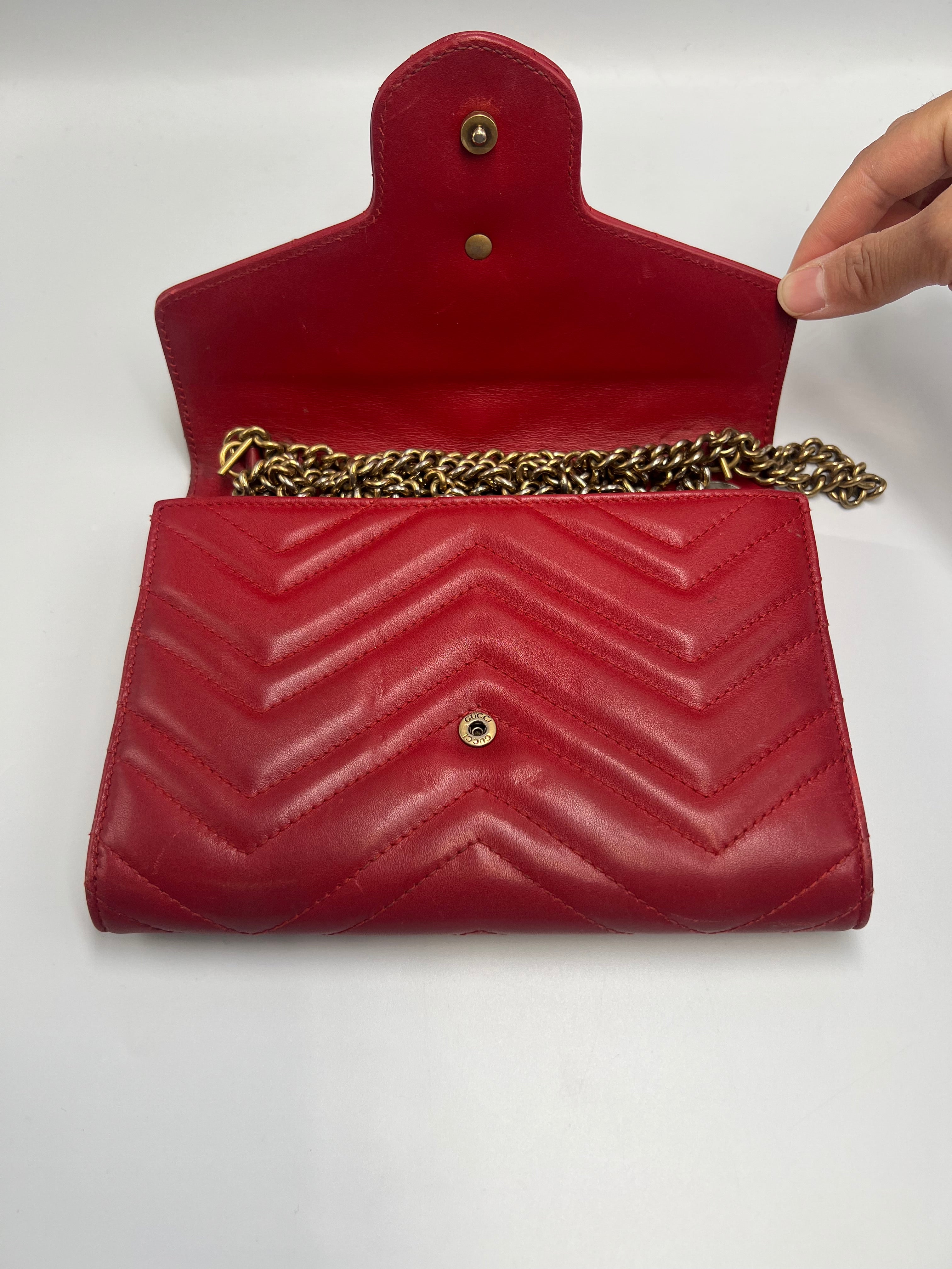 Gucci GG Marmont Matelassé Small Shoulder Bag – Red Leather