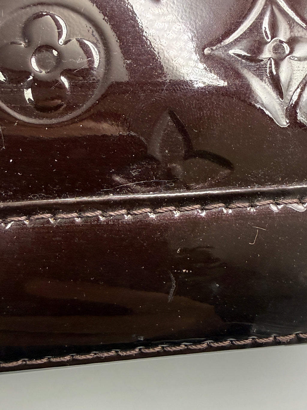 Louis Vuitton Monogram Vernis Alma PM In Burgundy