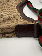 Gucci Vintage Half-Moon Shoulder Bag in GG Canvas with Web Strap
