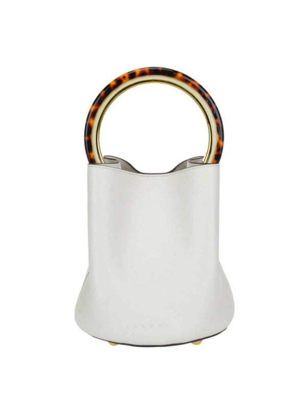Marni White Bucket Bag with Tortoiseshell Handle