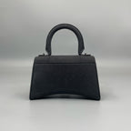 Balenciaga Hourglass XS Top Handle Bag in Black Suede with Silver Hardware
