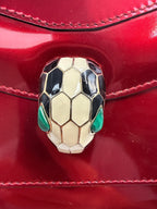 Bvlgari Serpenti Forever Metallic Top-Handle Flap Bag in Ruby Red