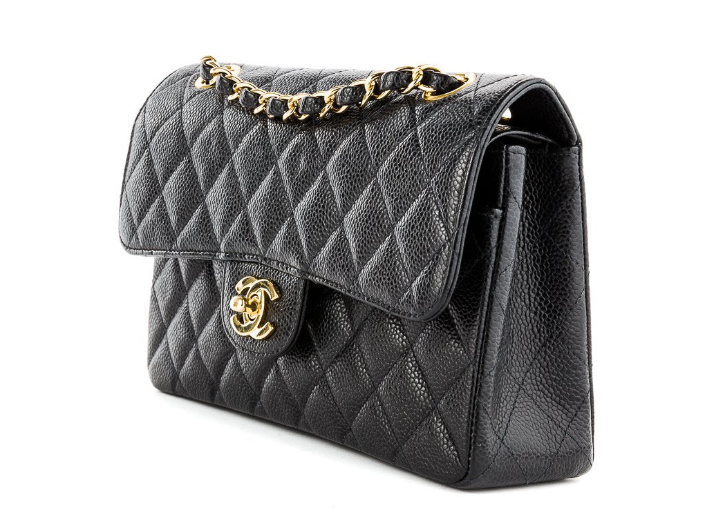 Chanel Small Classic Double Flap Bag Black Caviar Leather Gold Hardware