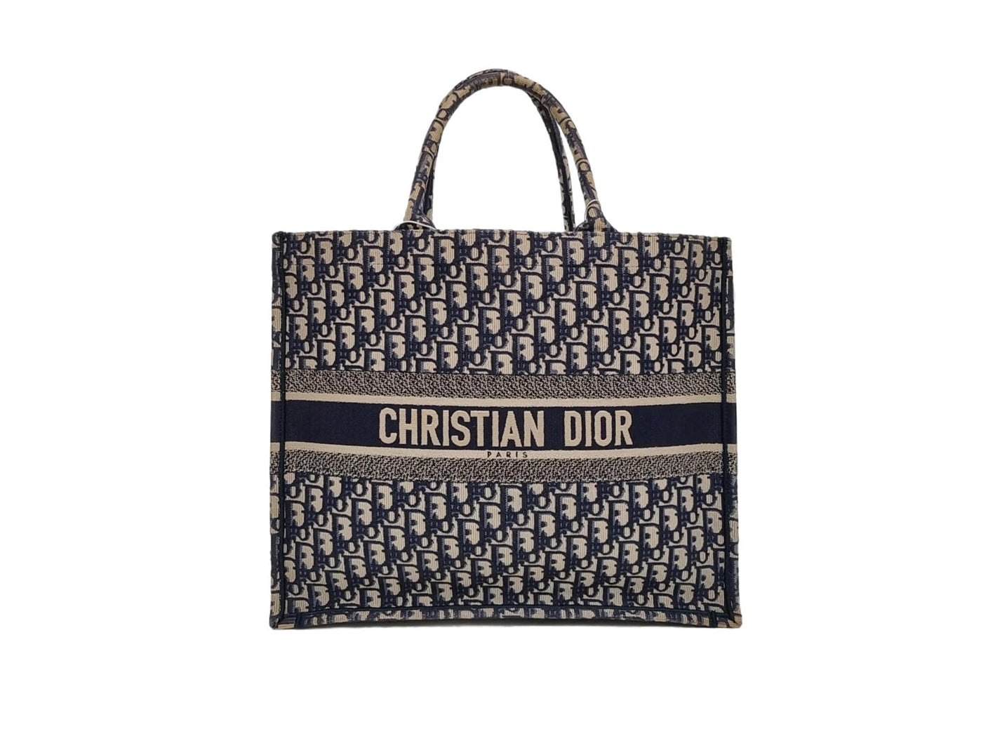 preowned christian dior oblique large tote bag in very good condition no marks or damage in black and blue 
