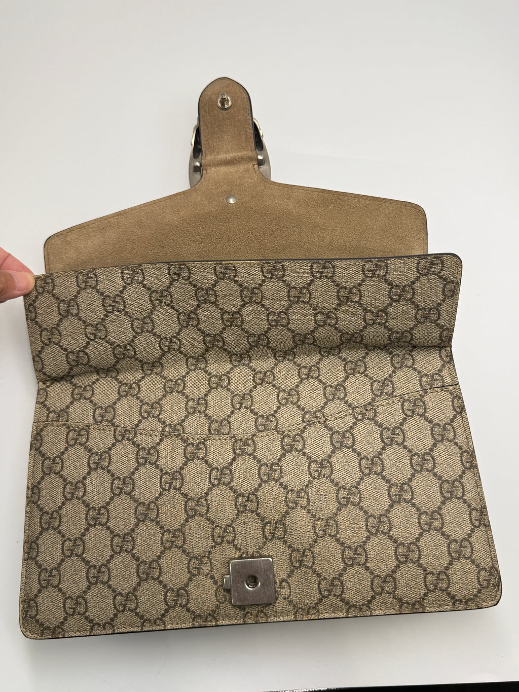 Gucci Dionysus GG Supreme Medium Shoulder Bag Brown