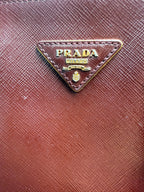 Prada Saffiano Lux Medium Promenade Dome Satchel (Granato / Burgundy)