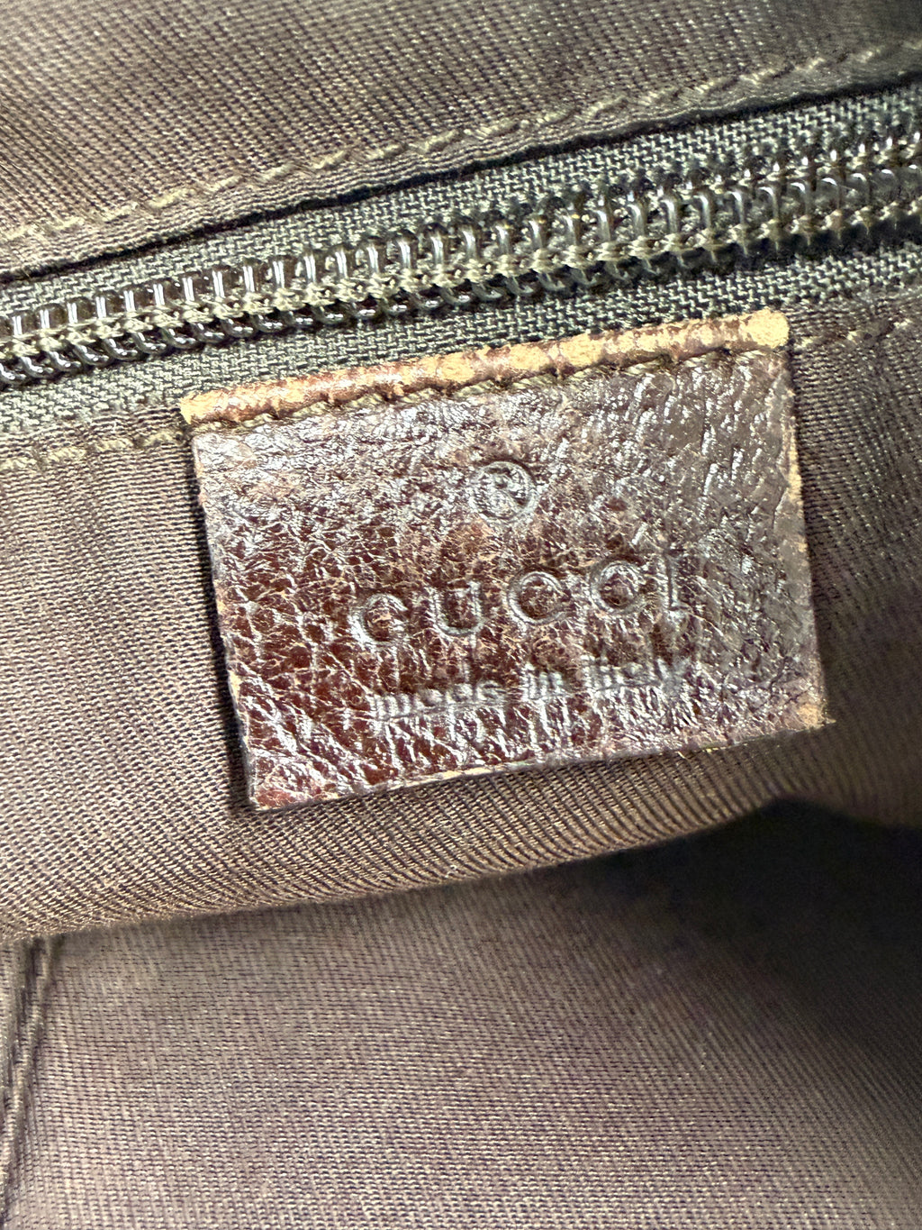 Gucci Vintage Half-Moon Shoulder Bag in GG Canvas with Web Strap