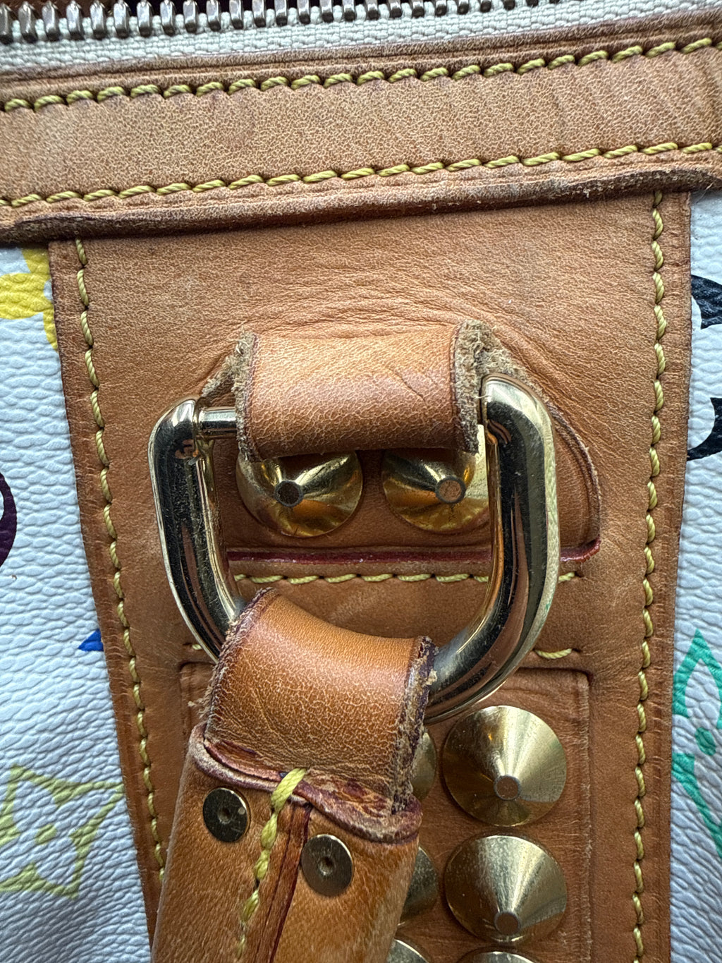 Authentic Louis Vuitton x Takashi Murakami Multicolore Courtney Bag - White