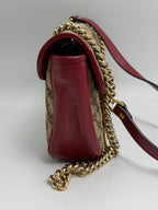 Gucci GG Marmont Small Shoulder Bag in Original GG Canvas with Red Leather Trim