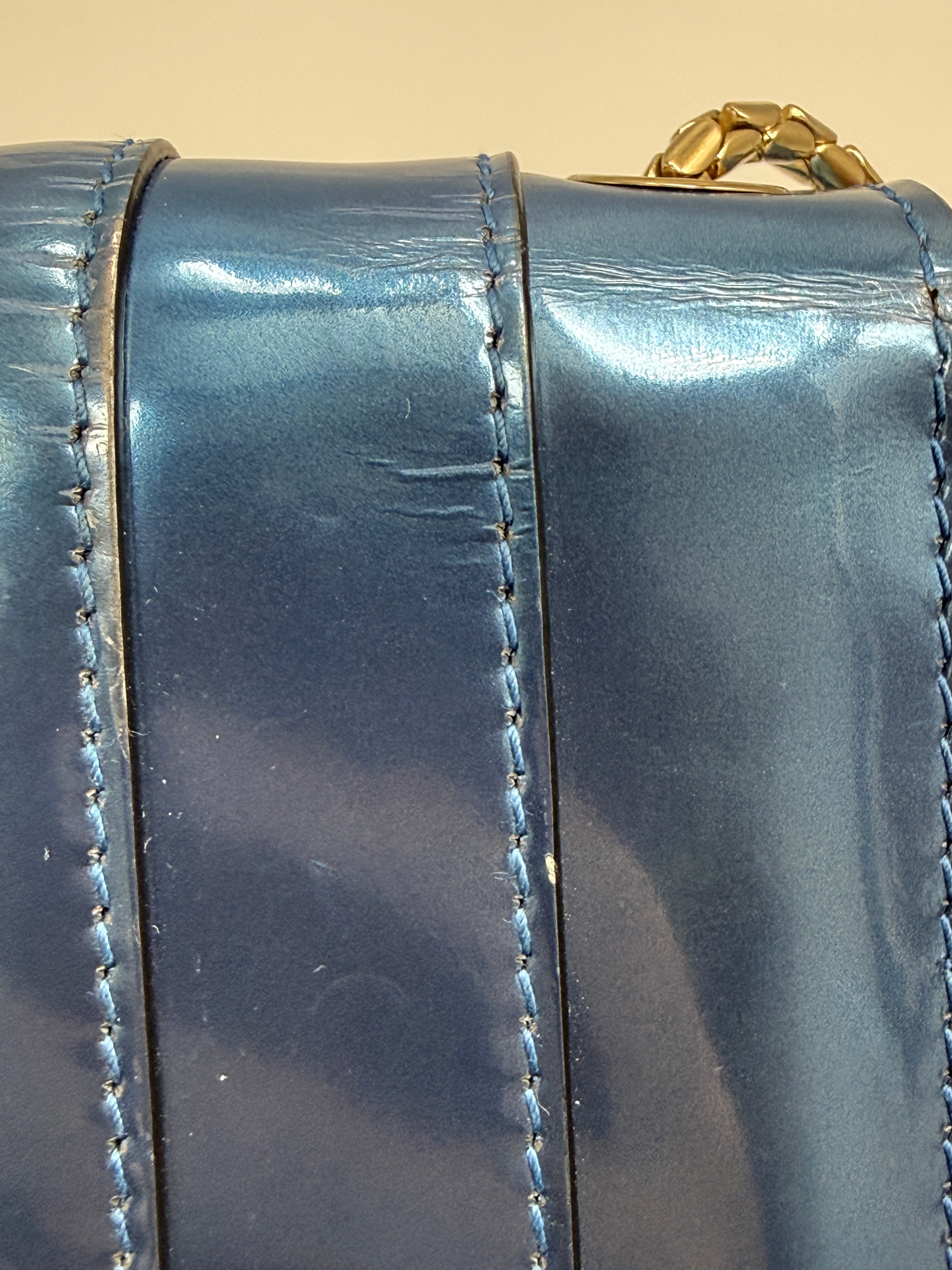 Bvlgari Serpenti Forever Metallic Calfskin Flap Bag in Electric Blue
