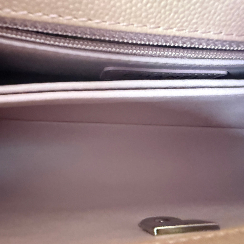 Chanel Coco Handle Mini in Iridescent Metallic Pink Caviar Leather