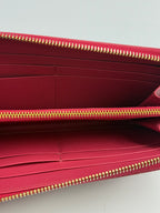 Prada Saffiano Metal Triangle Logo Zip-Around Continental Wallet (Peonia / Magenta)