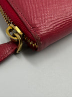 Prada Saffiano Metal Triangle Logo Zip-Around Continental Wallet (Peonia / Magenta)
