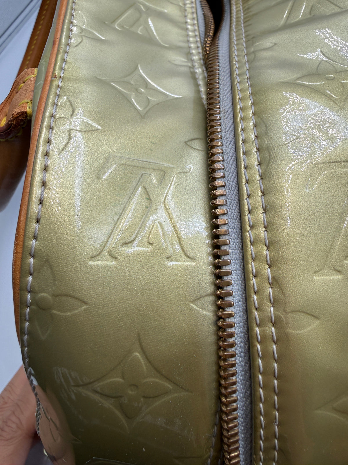 Louis Vuitton Monogram Vernis Soufflot / Tompkins Square Satchel in Bronze