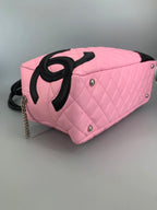 Chanel Cambon Bowler Bag Pink Quilted Leather