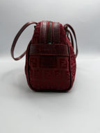 Fendi Vintage Zucca Jacquard Canvas Cylindrical Shoulder Bag in Burgundy Red