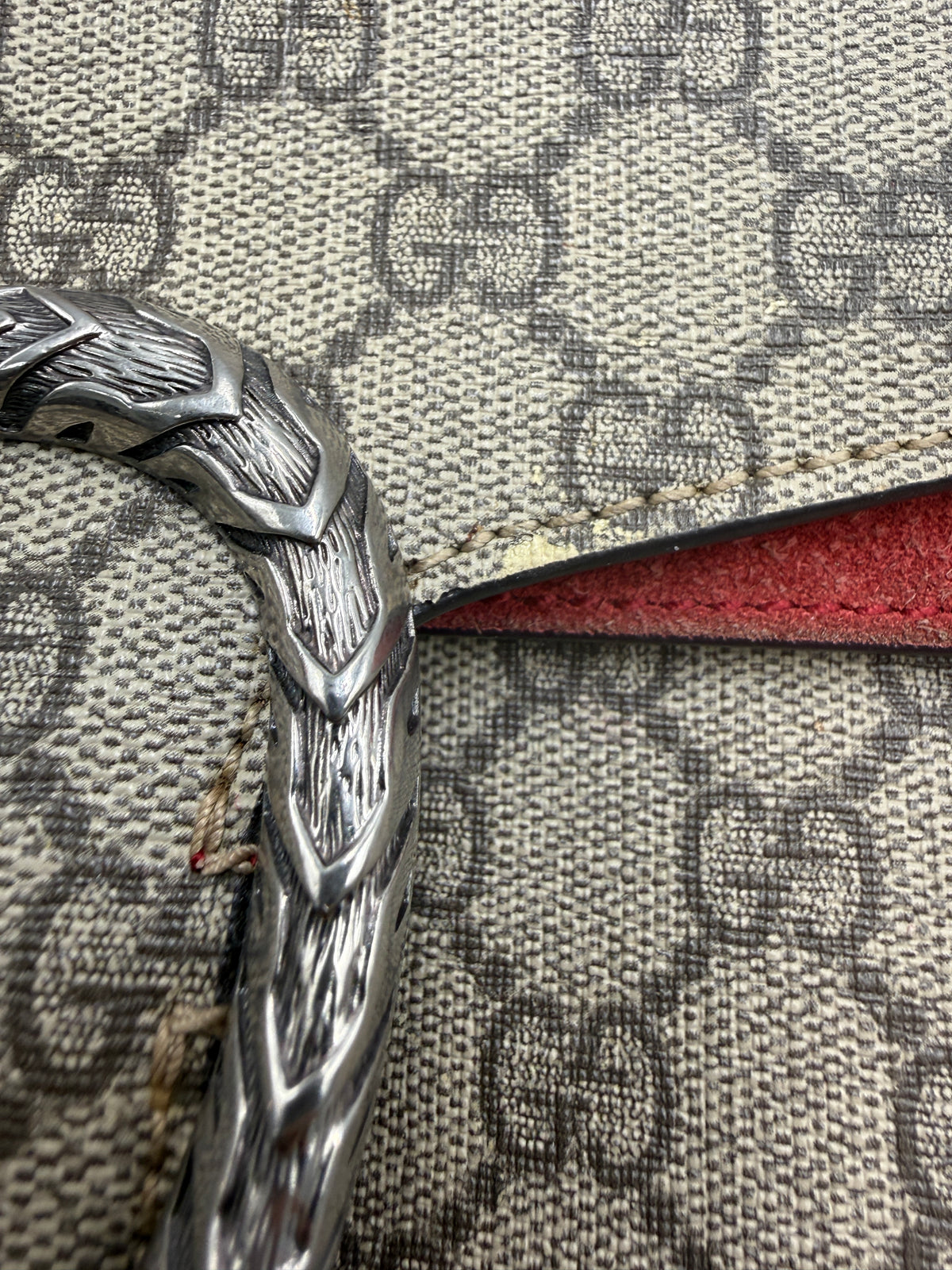 Gucci Dionysus GG Supreme Small Shoulder Bag with Red Suede Trim