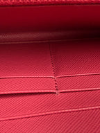 Prada Saffiano Metal Triangle Logo Zip-Around Continental Wallet (Peonia / Magenta)